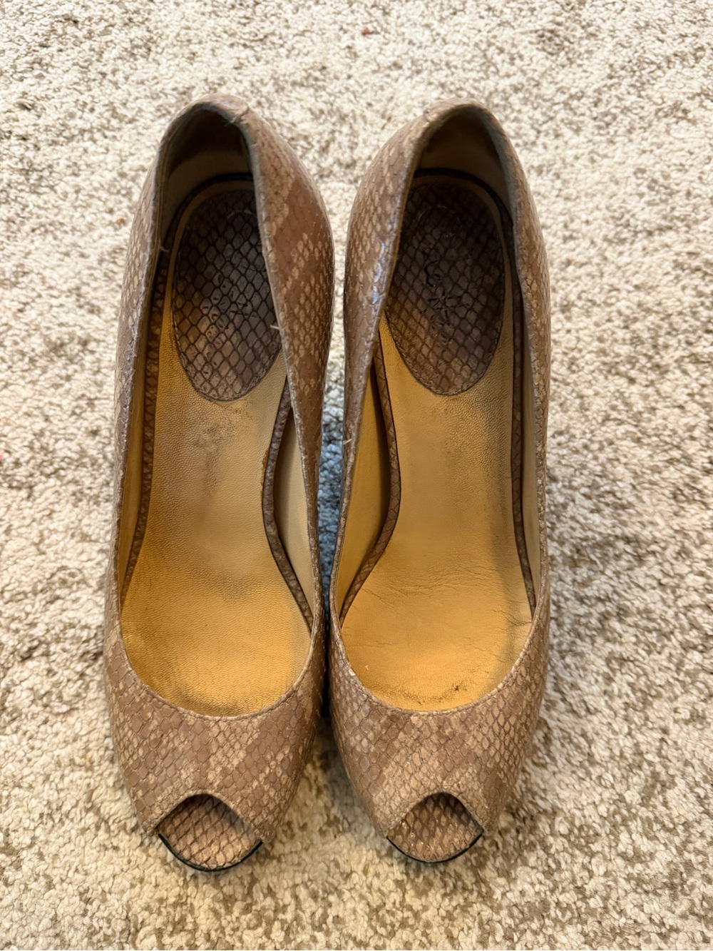 Cole Haan Air-Nike Snake-Print Peep Toe Pumps -